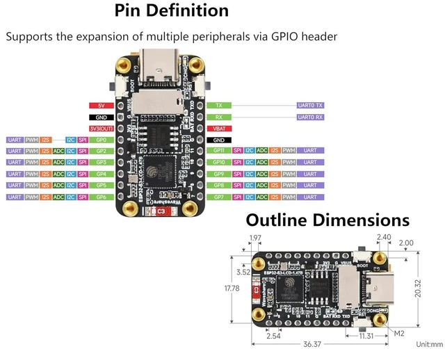Alt view image 6 of 7 - (2PCS) ESP32-S3 1.47inch LCD Display Development Board with Pre-Soldered Header,