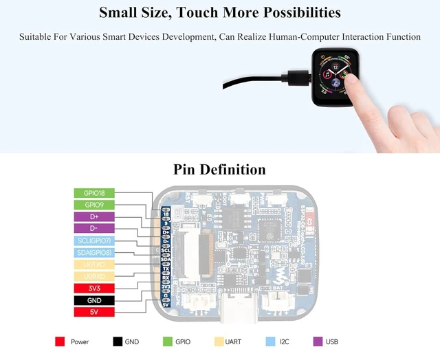 Alt view image 6 of 7 - ESP32-C6 1.69inch Touch LCD Development Board, ESP32 with Display 240×280 Pixels