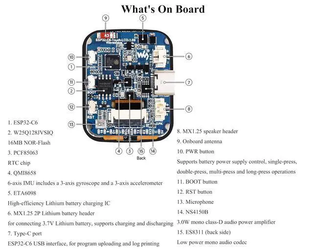 Alt view image 7 of 7 - ESP32-C6 1.69inch Touch LCD Development Board, ESP32 with Display 240×280 Pixels