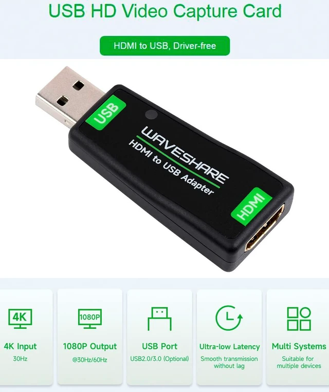 Alt view image 2 of 7 - HDMI Video Capture Card, HDMI to USB Converter Adapter, Driver-Free,4K Input HD1