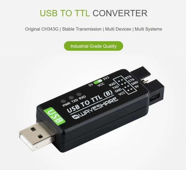 Alt view image 2 of 7 - Industrial USB to TTL Converter Adapter Board, Onboard Original CH343G Onboard 5