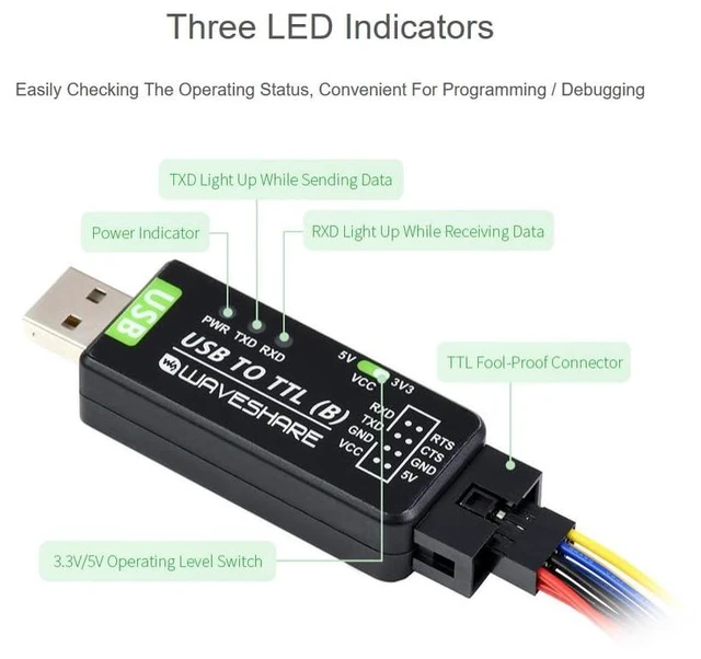 Alt view image 5 of 7 - Industrial USB to TTL Converter Adapter Board, Onboard Original CH343G Onboard 5