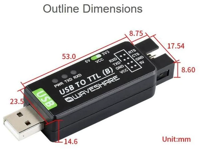 Alt view image 7 of 7 - Industrial USB to TTL Converter Adapter Board, Onboard Original CH343G Onboard 5