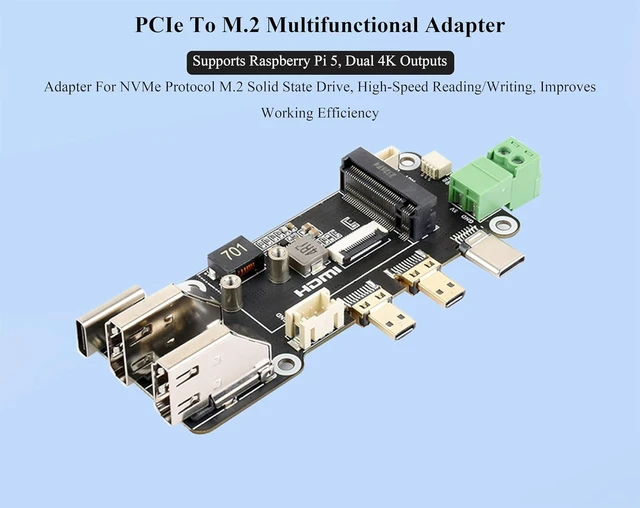 Alt view image 7 of 7 - PCIe to M.2 NVMe 2230/2242 SSD+Micro HDMI to HDMI Female Multifunctional Adapter