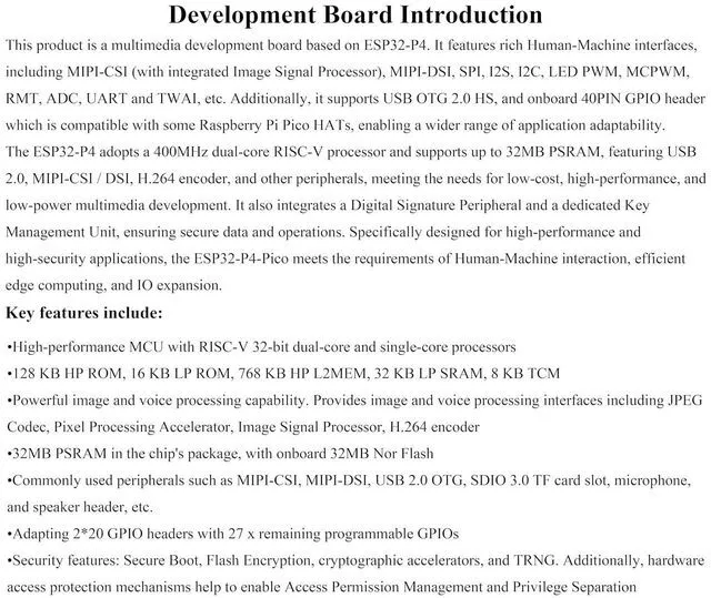Alt view image 6 of 7 - ESP32-P4-Pico Development Board with Pre-Soldered Header, Based On ESP32-P4, Ric