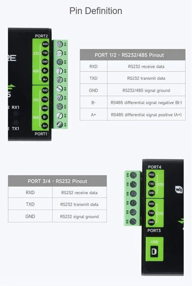 Alt view image 5 of 7 - Industrial Isolated USB to RS232/RS485 Converter Adapter, with Original FT4232HL