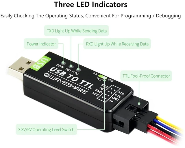 Alt view image 4 of 7 - Industrial USB to TTL Converter Adapter, Onboard Original FT232RL Chip, Device P