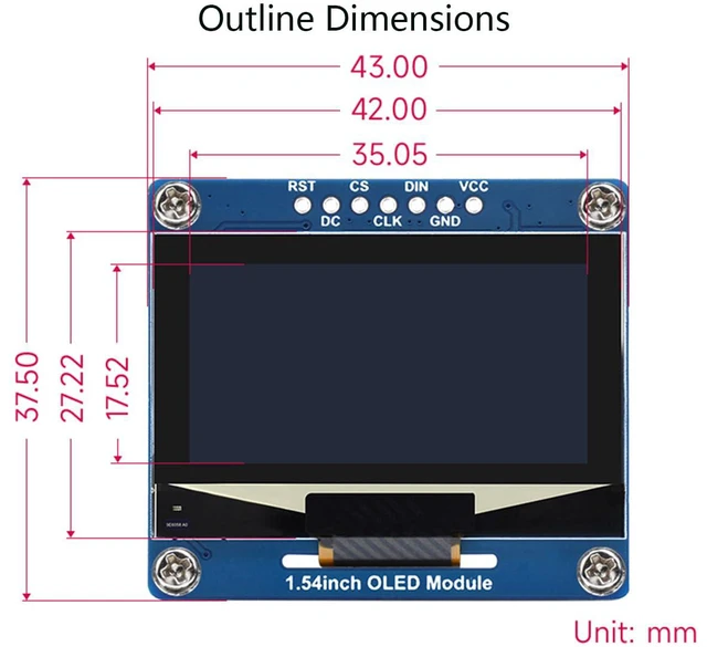 Alt view image 7 of 7 - 1.54inch OLED Display Module 128 × 64 Pixels, Embedded SSD1309 Driver Chip, SPI