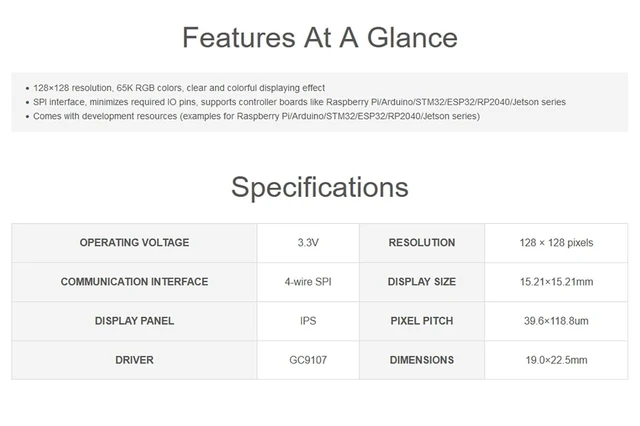Alt view image 3 of 7 - 0.85inch LCD Module IPS Display Panel, 128x128 Resolution 65K RGB Display Colors
