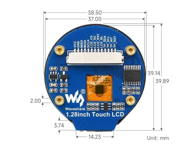 Alt view image 7 of 7 - 1.28inch Round LCD with Touch Panel,240×240 IPS Screen Display Module,SPI and I2