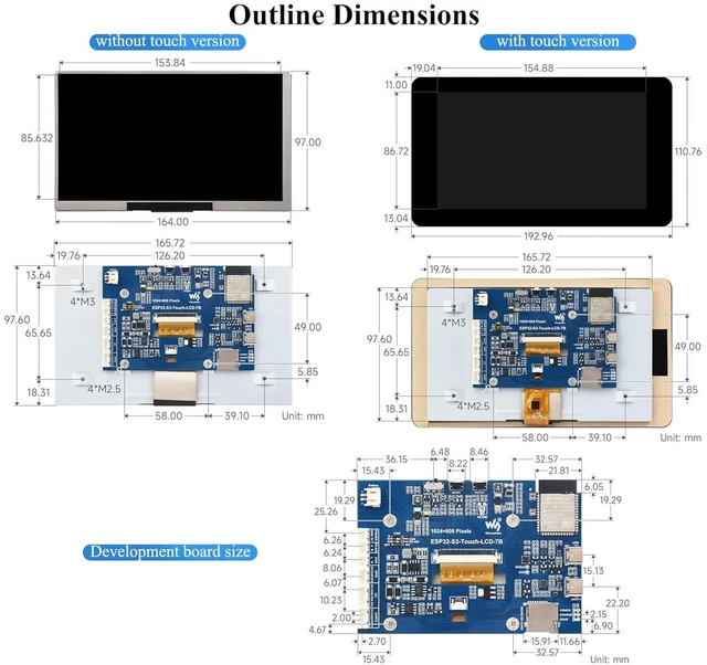 Alt view image 7 of 7 - ESP32-S3 7inch Display Development Board, ESP32 with Display, 1024×600, 32-bit L