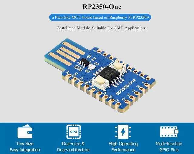 Alt view image 2 of 7 - RP2350-One Pico-Like MCU Board, 4MB Flash MCU Board Based On RP2350A Dual-Core &
