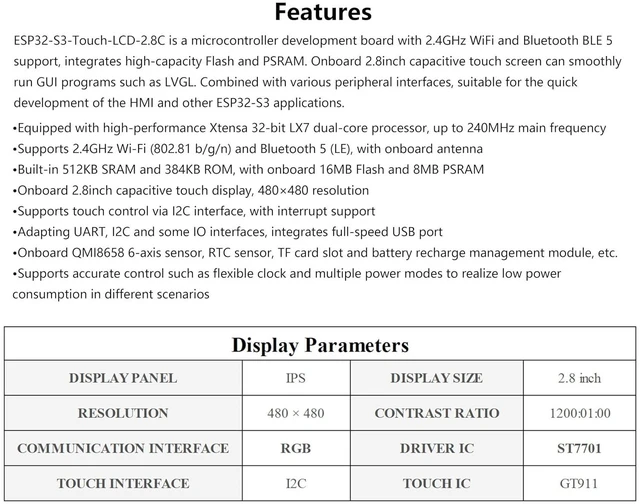 Alt view image 5 of 7 - ESP32-S3 2.8inch Round Display Development Board, ESP32 with 2.8inch IPS LCD 480