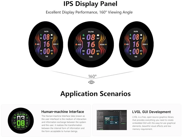 Alt view image 4 of 7 - ESP32-S3 2.8inch Round Display Development Board, ESP32 with 2.8inch IPS LCD 480