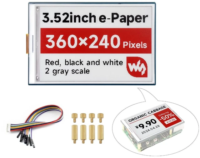 Main image of 3.52inch E-Paper Display Compatible with Raspberry Pi 5/4B/3B+/Zero/Zero W/Zero