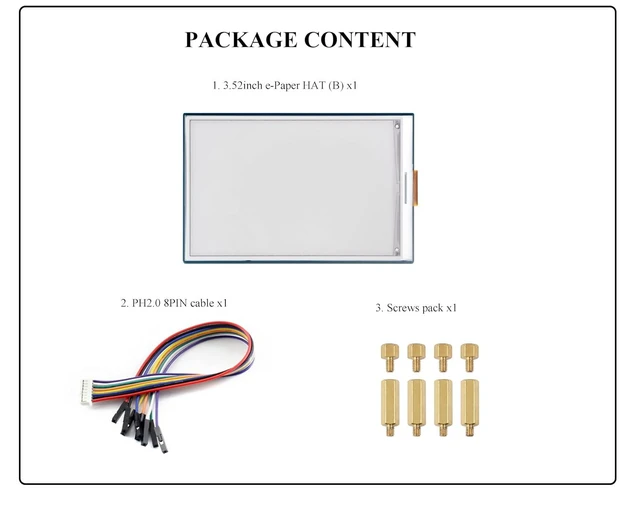 Alt view image 2 of 7 - 3.52inch E-Paper Display Compatible with Raspberry Pi 5/4B/3B+/Zero/Zero W/Zero