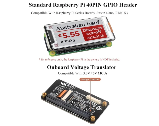 Alt view image 4 of 7 - 2.15inch E-Paper Display (B) Compatible with Raspberry Pi 5/4B/3B+/Zero/Zero W/Z