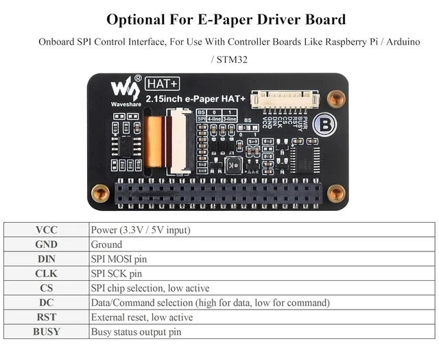 Alt view image 5 of 7 - 2.15inch E-Paper Display (B) Compatible with Raspberry Pi 5/4B/3B+/Zero/Zero W/Z