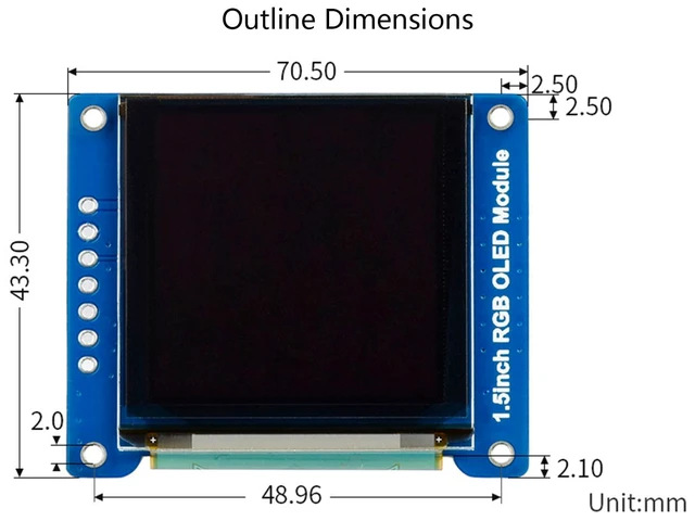Alt view image 6 of 7 - 1.5inch RGB OLED Display Module 128×128 Pixels, 65K RGB Display Colors, SPI Inte