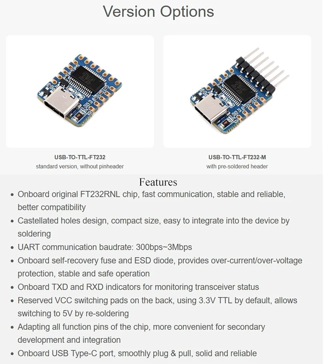 Alt view image 3 of 7 - USB to UART (TTL) with Pre-Soldered Header USB to TTL Serial Converter, FT232RNL