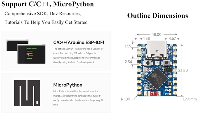 Alt view image 6 of 7 - (2PCS) ESP32-S3 Mini Development Board, Based on ESP32-S3FH4R2 Dual-Core Process