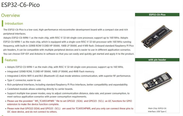Alt view image 3 of 7 - ESP32-C6 Microcontroller with Pre-soldered Header W-i-F-i 6 Development Board, A