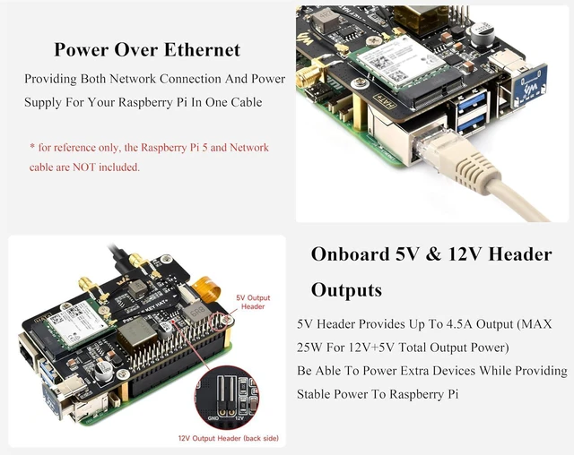 Alt view image 7 of 7 - Pi5 PCIe to M.2 E Key Adapter with PoE Function Compatible with Raspberry Pi 5,