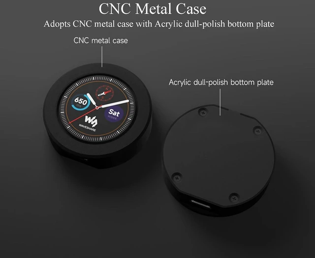 Alt view image 4 of 7 - RP2040 MCU Board Onboard 1.28inch Round Touch LCD with CNC Metal Case, 240×240 P