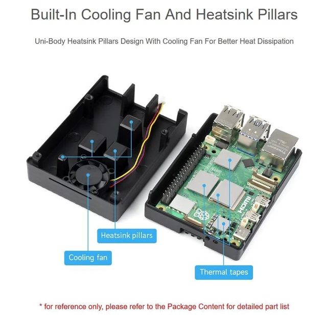 Alt view image 4 of 7 - Aluminum Case for Raspberry Pi 5, Pi Case with Built-in Cooling Fan and Heatsink