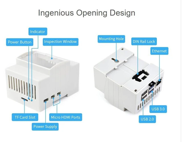 Alt view image 4 of 7 - DIN Rail ABS Case for Raspberry Pi 5, Supports DIN Rail Mount, Compatible with V