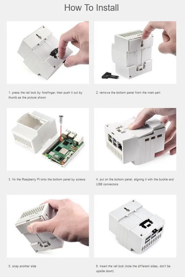 Alt view image 6 of 7 - DIN Rail ABS Case for Raspberry Pi 5, Supports DIN Rail Mount, Compatible with V