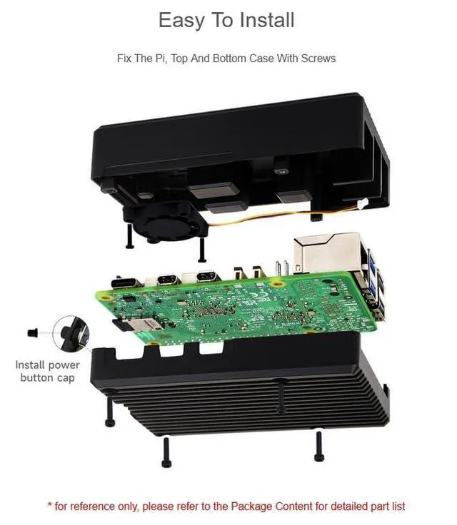 Alt view image 6 of 7 - Aluminum Case for Raspberry Pi 5, Pi Case with Built-in Cooling Fan and Heatsink