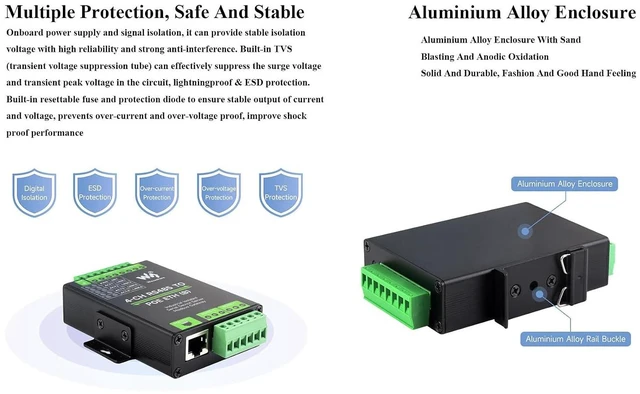 Alt view image 5 of 7 - 4-Ch RS485 to RJ45 Ethernet Serial Server with PoE Function, 4 Channels RS485 In