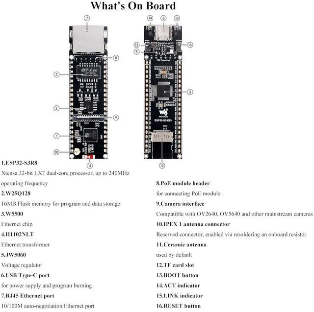 Alt view image 7 of 7 - ESP32 Ethernet PoE Dev Board, Support Wi-Fi & Bluetooth, with PoE Module