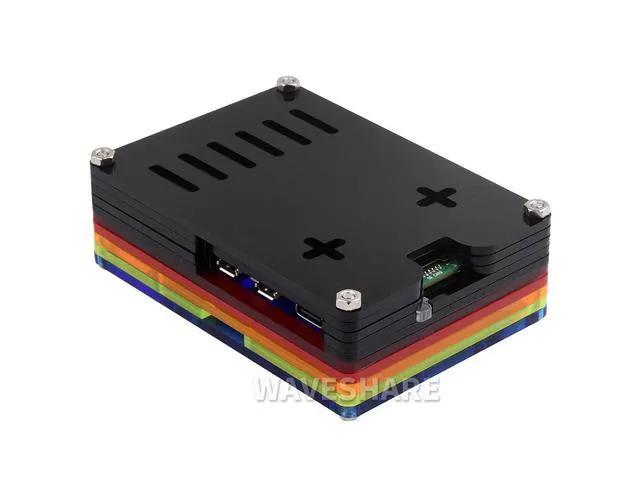 Alt view image 2 of 5 - Rainbow Acrylic Case for Raspberry Pi 5, Colorful Translucent Acrylic Case, Supp