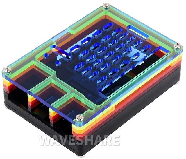 Alt view image 3 of 5 - Rainbow Acrylic Case for Raspberry Pi 5, Colorful Translucent Acrylic Case, Supp