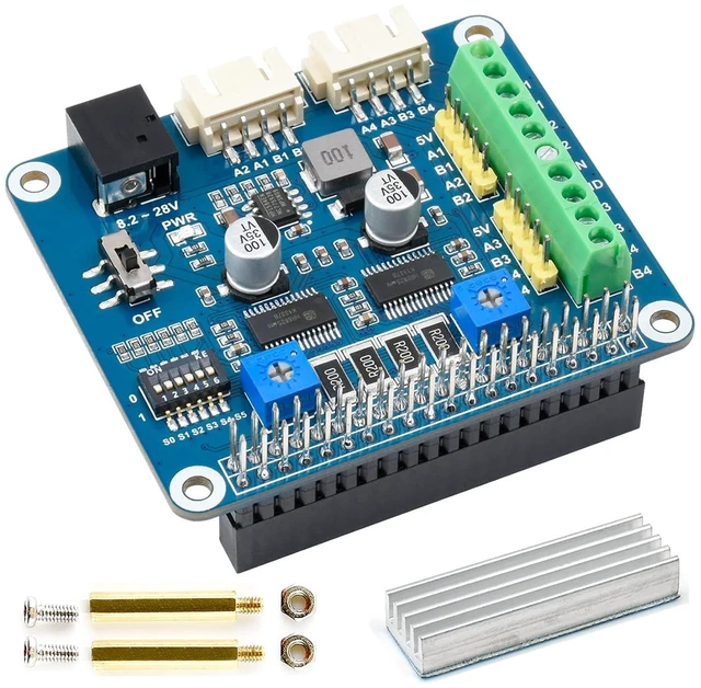 Main image of HRB8825 Stepper Motor HAT for Raspberry Pi and Jetson Nano, Drives Two Stepper M