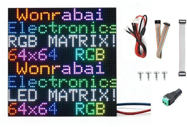 Main image of 64x64 4096 RGB Full-Color LED Matrix Panel, 2.5mm Pitch 64×64 Pixels, Adjustable