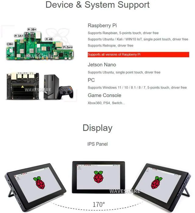 Alt view image 4 of 7 - 7" IPS Display LCD Capacitive Touch Screen Monitor 1024x600 Resolution HDMI/VGA