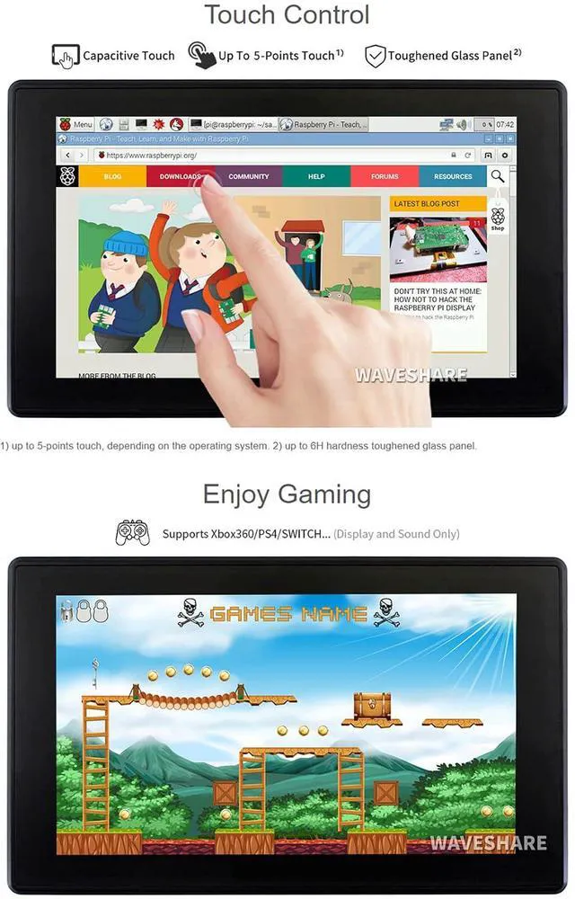 Alt view image 3 of 7 - 7" IPS Display LCD Capacitive Touch Screen Monitor 1024x600 Resolution HDMI/VGA
