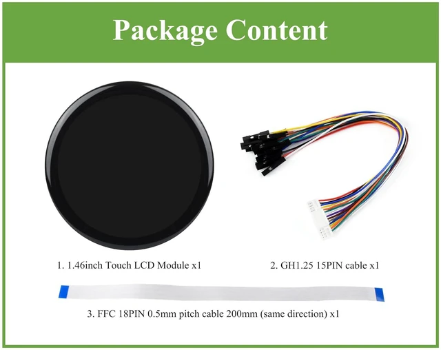 Alt view image 2 of 6 - 1.46inch Touch LCD Display Module, SPD2010 Driver Chip,412×412, 16.7M Color