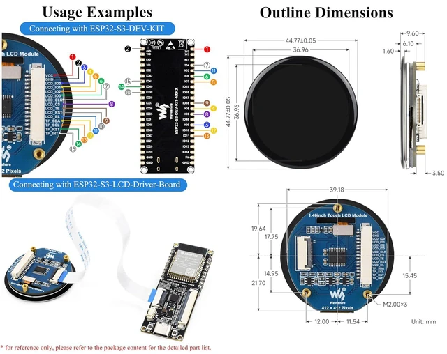 Alt view image 6 of 6 - 1.46inch Touch LCD Display Module, SPD2010 Driver Chip,412×412, 16.7M Color