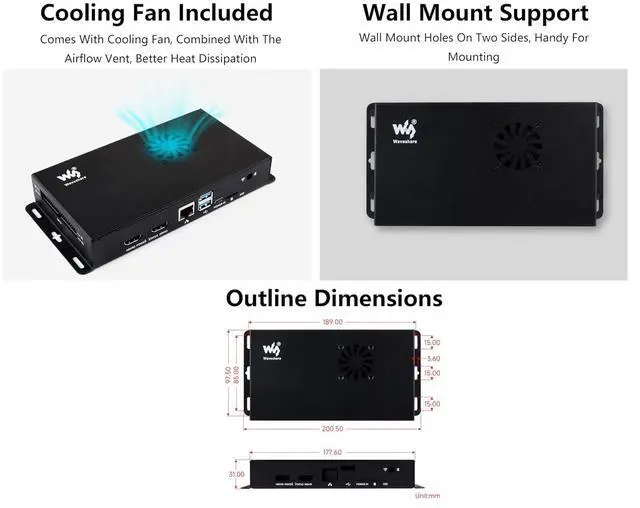 Alt view image 6 of 7 - CM5 IO Board Metal Case for Official Compute Module 5 IO Board, Comes with Cooli