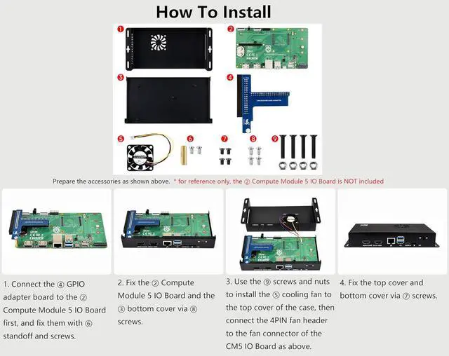 Alt view image 7 of 7 - CM5 IO Board Metal Case for Official Compute Module 5 IO Board, Comes with Cooli