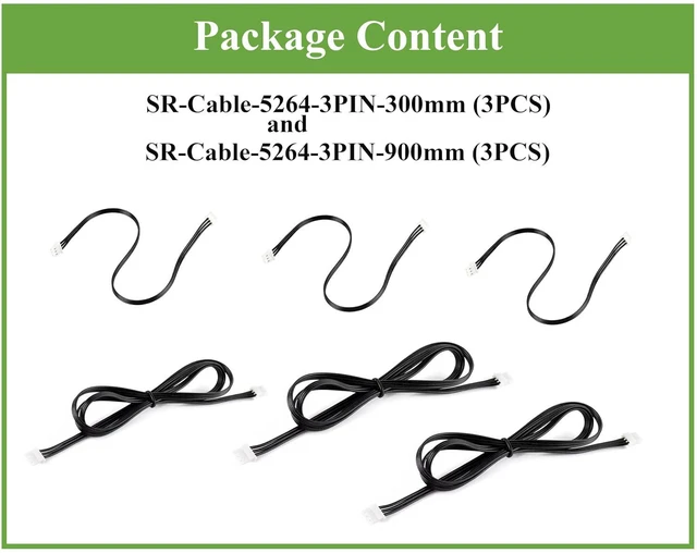 Alt view image 2 of 4 - 6PCS 3PIN Servo Cable, Compatible with ST/SC/CF Series Servos, (3 x 900mm / 90cm