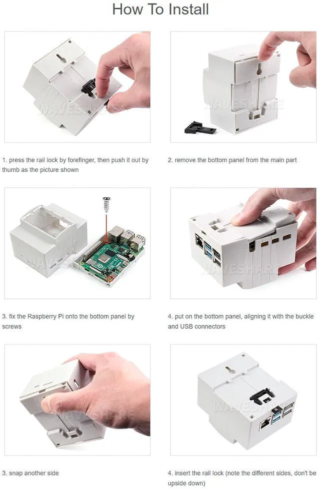 Alt view image 4 of 7 - Raspberry Pi 4 Case, DIN Rail ABS Case for Raspberry Pi 4, Large Inner Space, In