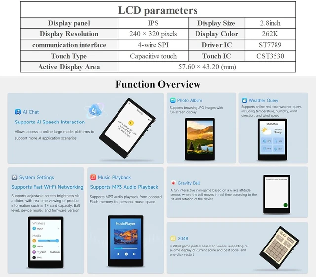 Alt view image 4 of 7 - ESP32-C5 2.8inch IPS Capacitive Touch Display Dev Board, 240×320, with Batt