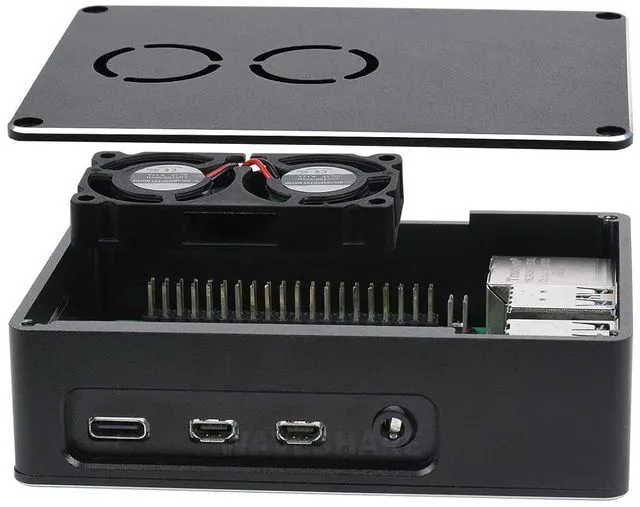 Main image of Raspberry Pi 4 Case with Dual Cooling Fan, Dull-Polish Surface Enclosure for Ras
