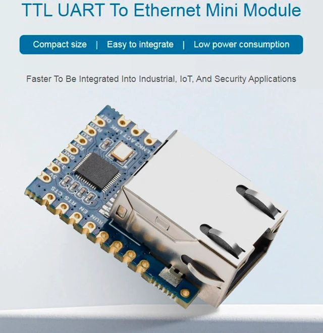 Alt view image 2 of 7 - TTL UART to Ethernet Mini Module,Support TCP Server/TCP Client/UDP Multicast/UDP