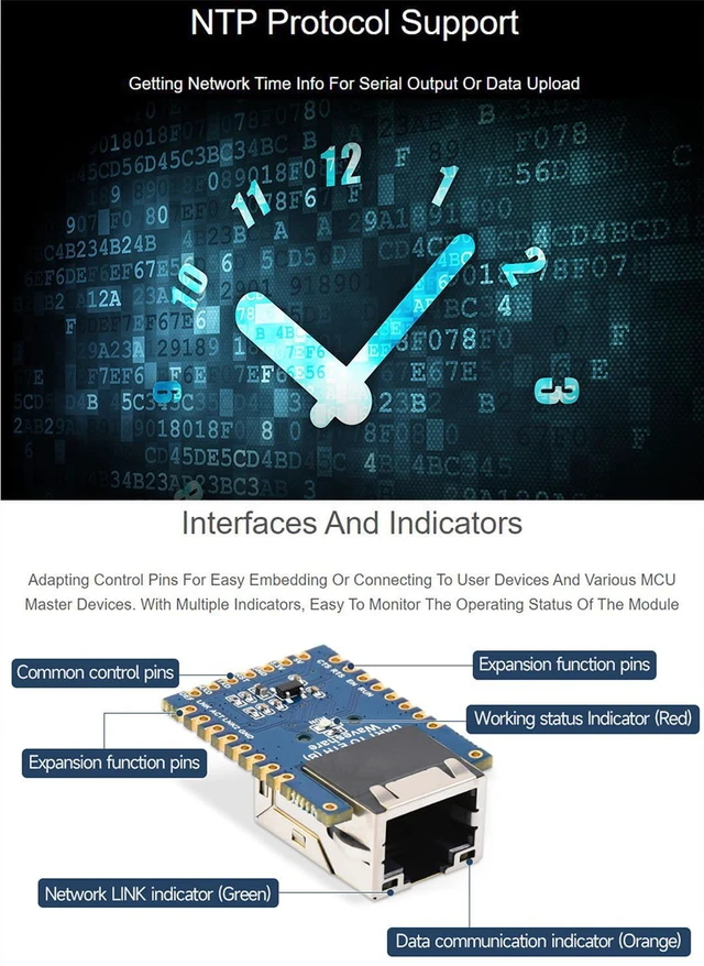 Alt view image 4 of 7 - TTL UART to Ethernet Mini Module,Support TCP Server/TCP Client/UDP Multicast/UDP